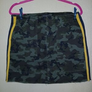 Dear John Camouflage Midi Skirt with Yellow Accents